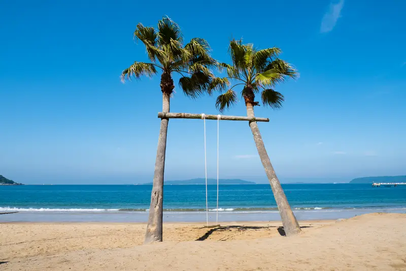 福岡県糸島市「ヤシの木ブランコ」